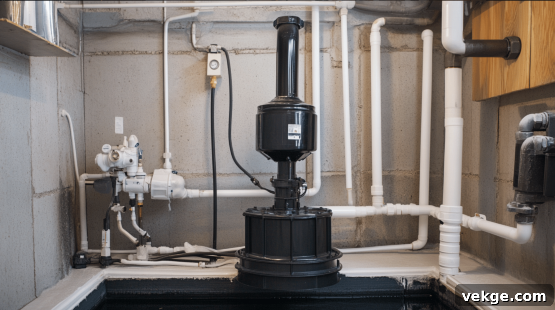 Pedestal sump pump with motor located above the water level, ideal for shallow pits and easy maintenance