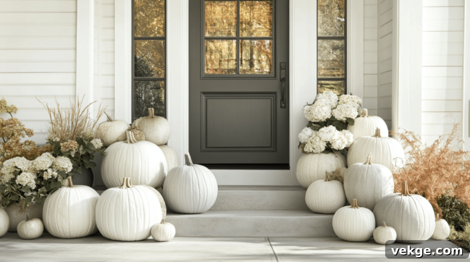 Modern Neutral Pumpkin Display for Fall Porch