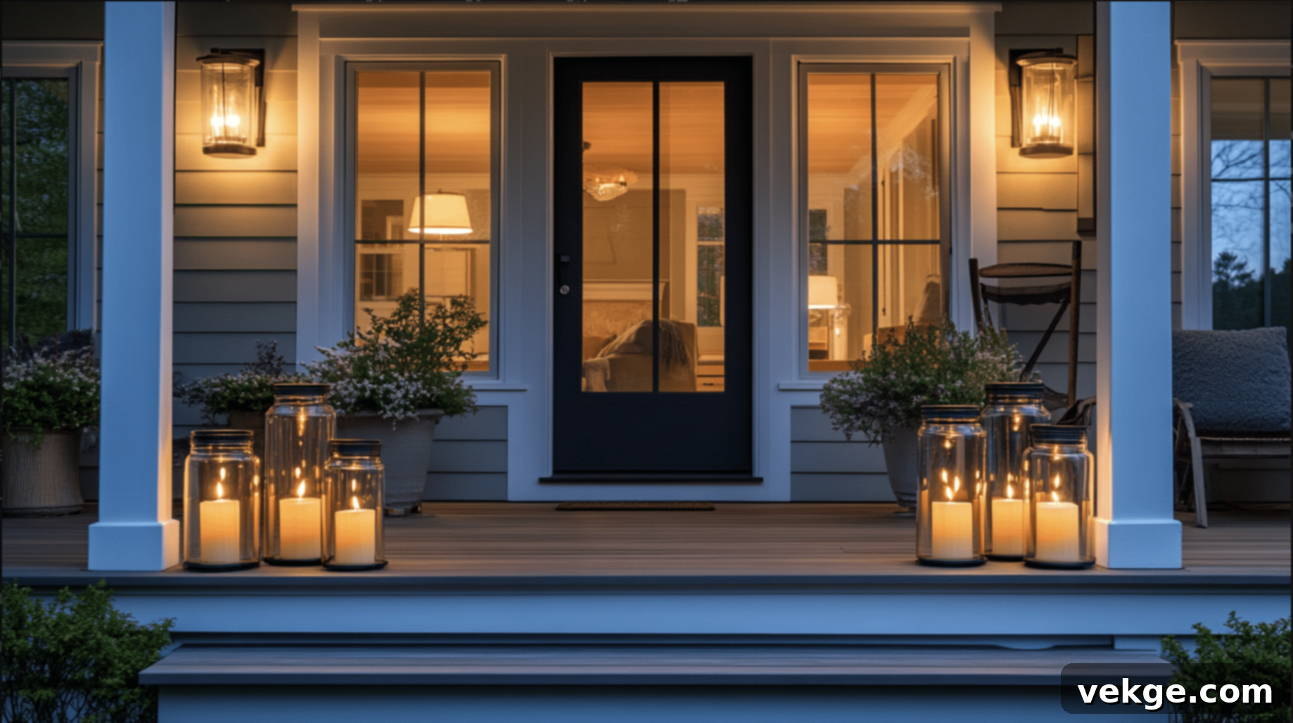 Flameless LED Candles in Glass Vases for Porch Ambiance