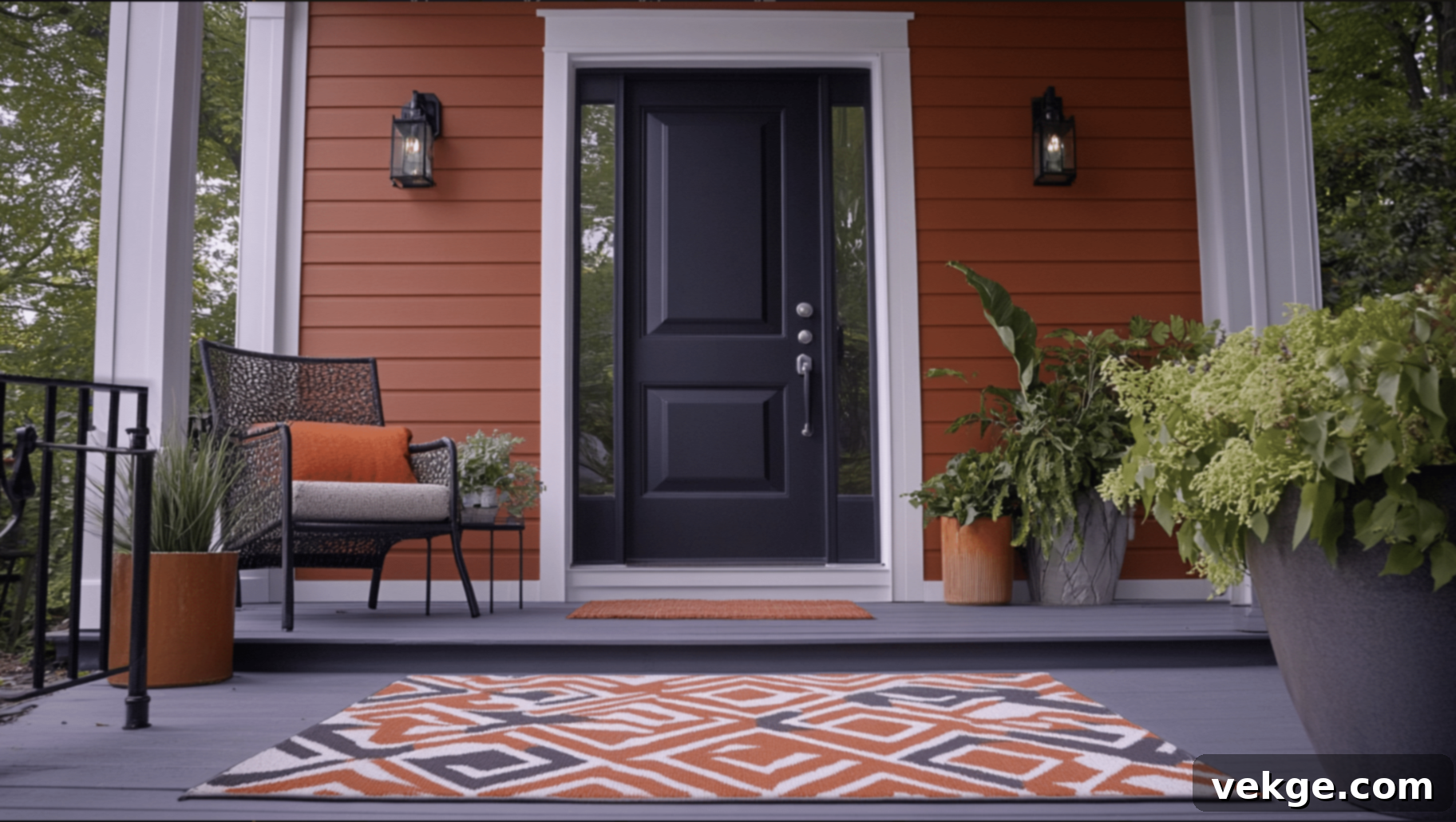 Geometric Contemporary Outdoor Rug for Fall Porch
