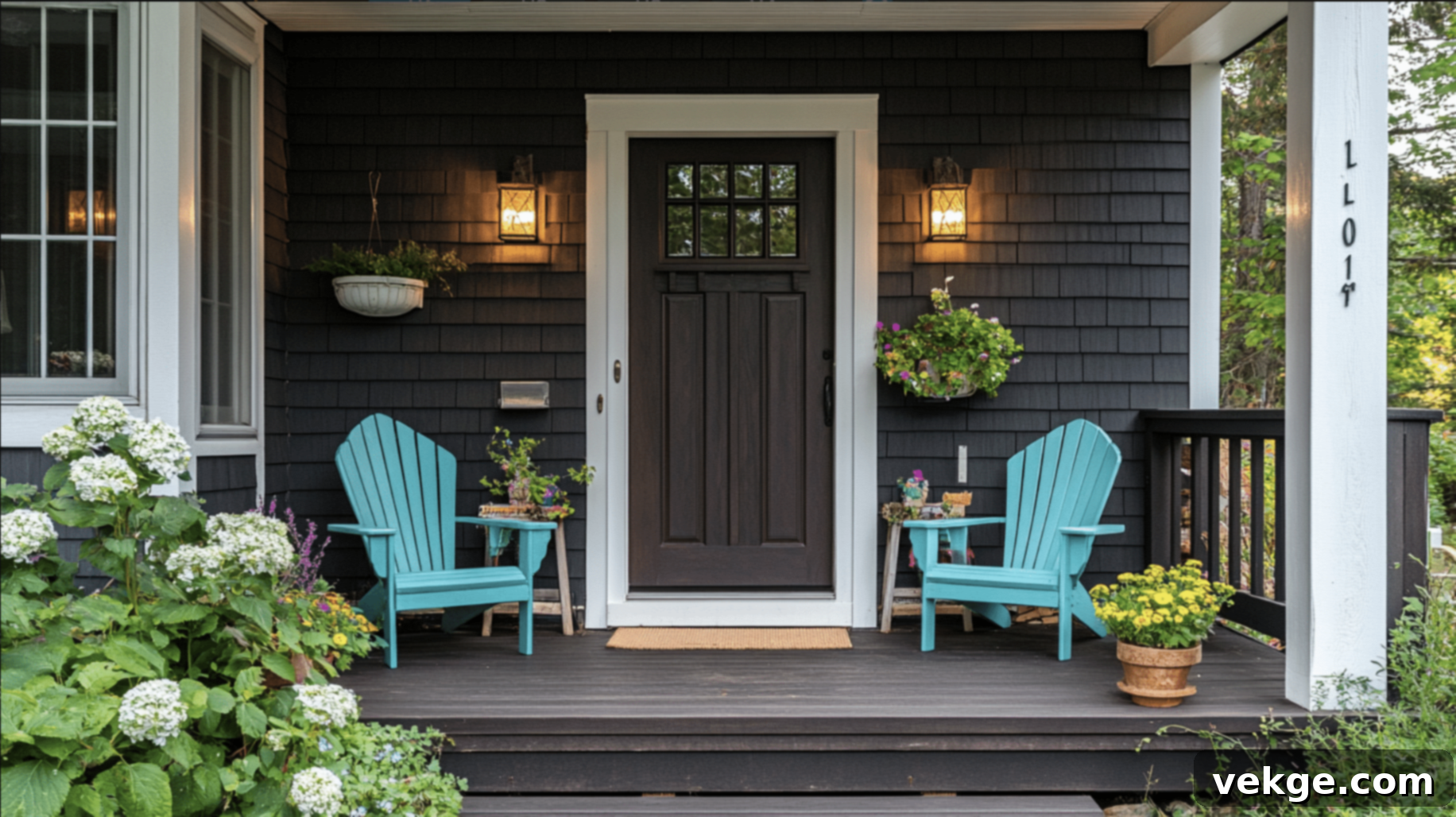 Contemporary Adirondack Chairs in Dark Teal for Porch