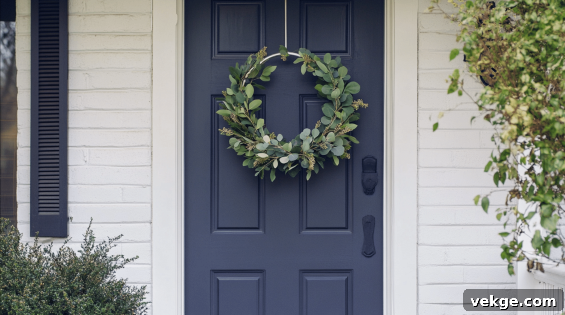 Minimalist Eucalyptus Wreath for Modern Front Door Fall Decor