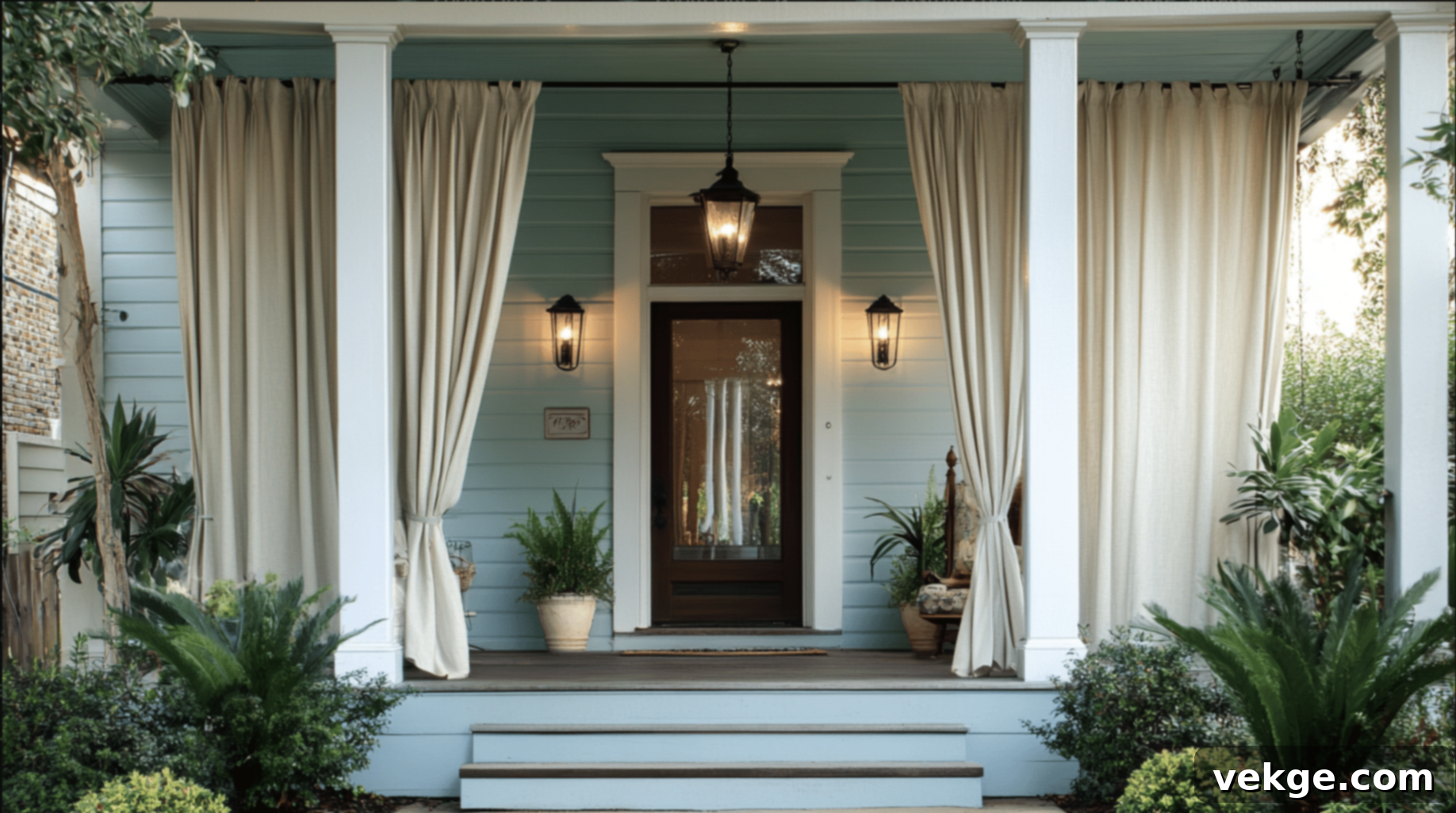 Flowing Neutral Outdoor Curtains for Porch Privacy