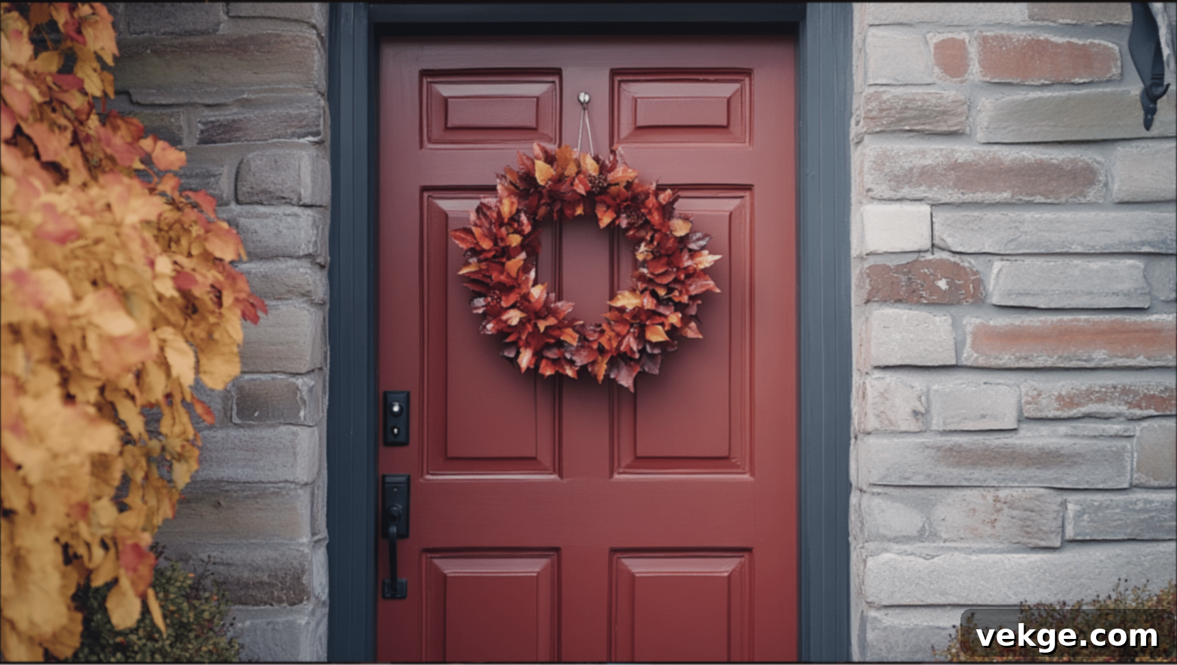 Simple Metal Hoop Wreath with Eucalyptus for Modern Fall Door