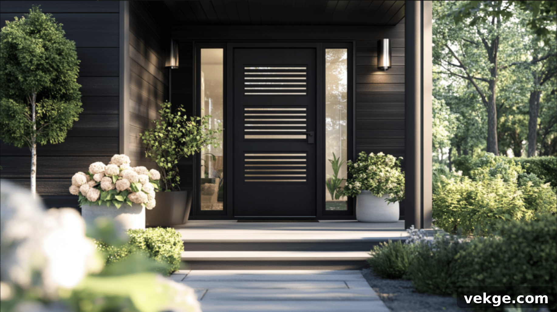 Linear Slat Privacy Screen for Modern Porch Design