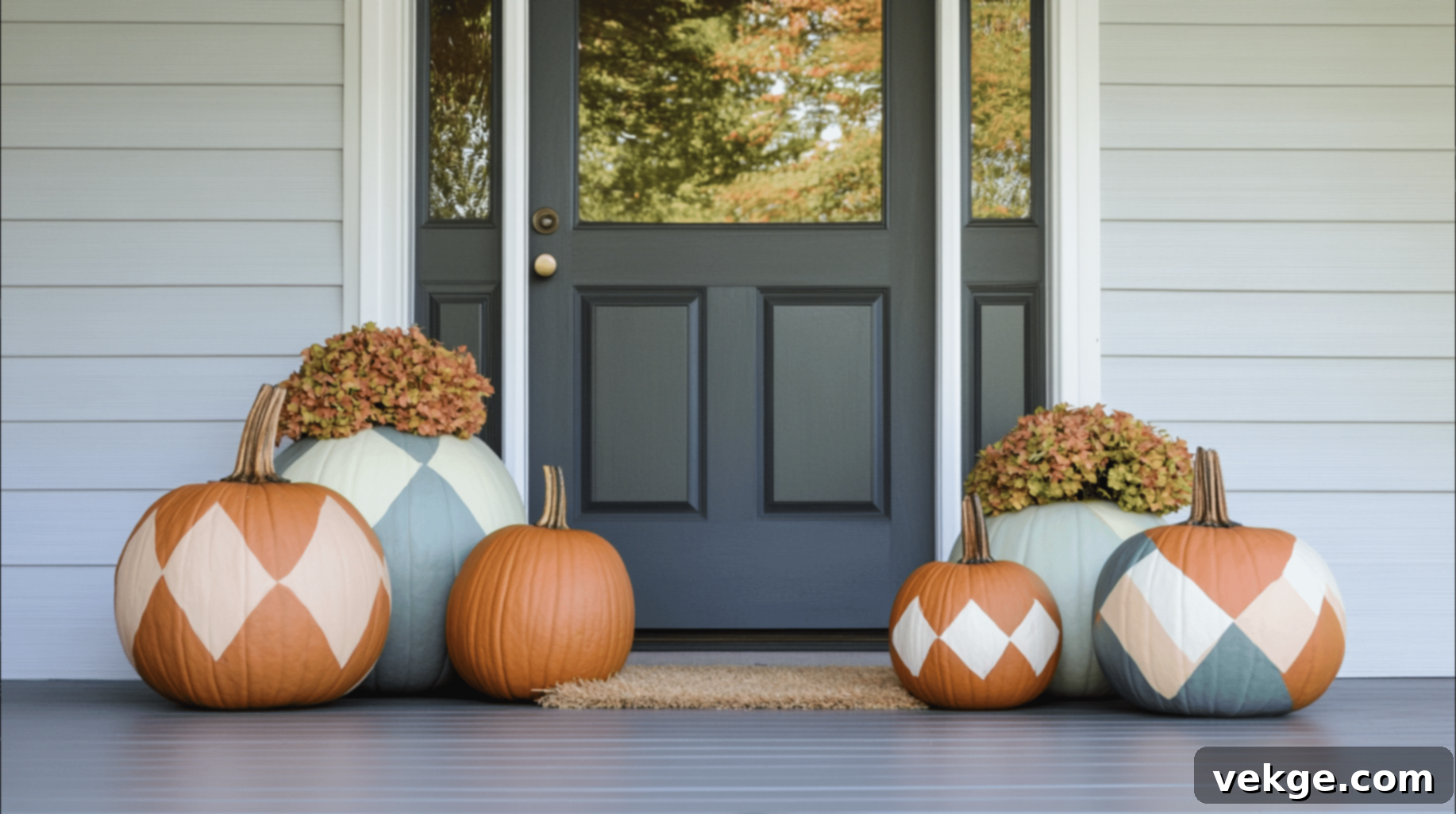Abstract Painted Pumpkins with Geometric Patterns