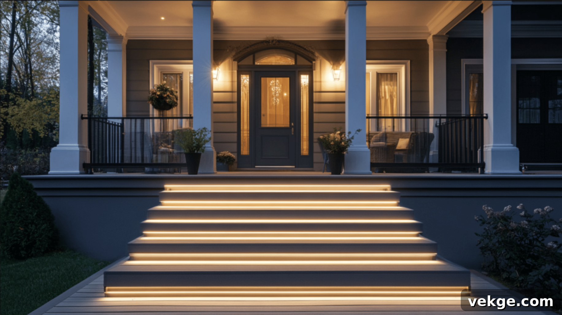 Hidden LED Strip Lighting under Porch Railings