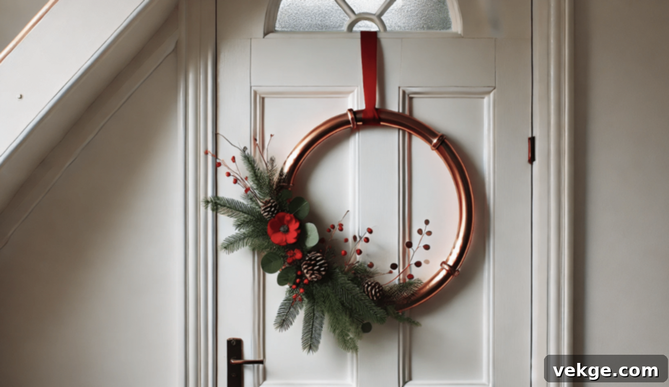 Modern Copper Pipe Christmas Wreath