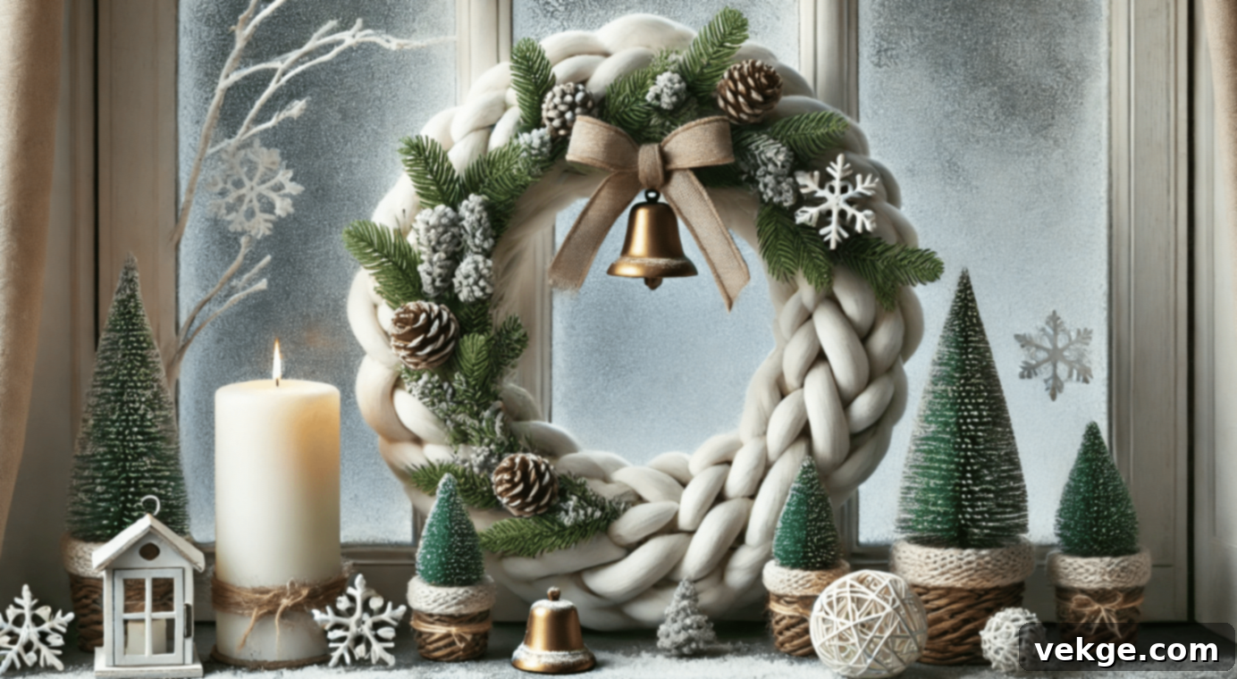 Soft and Elegant DIY Cotton Wreath for Christmas