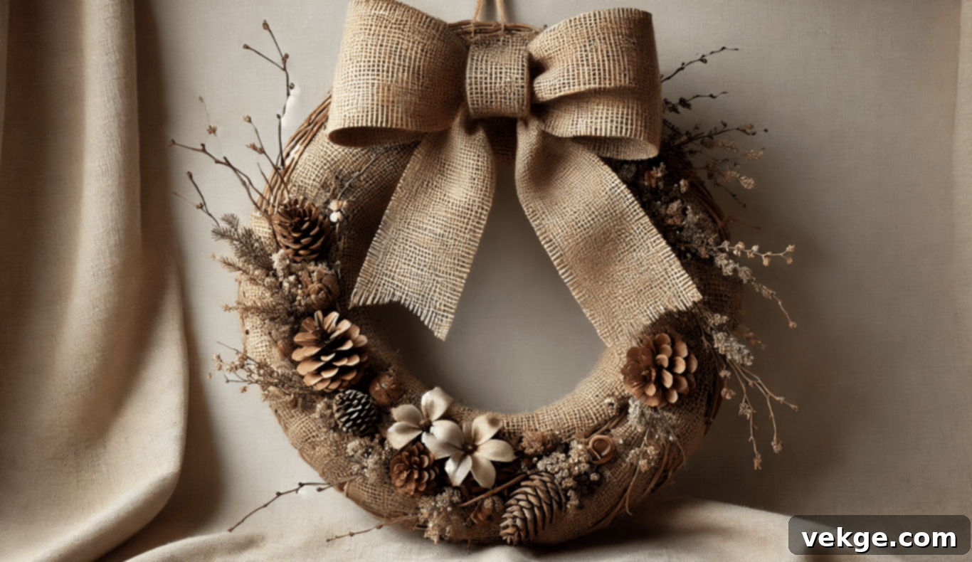Simple DIY Burlap Wreath with Rustic Accents