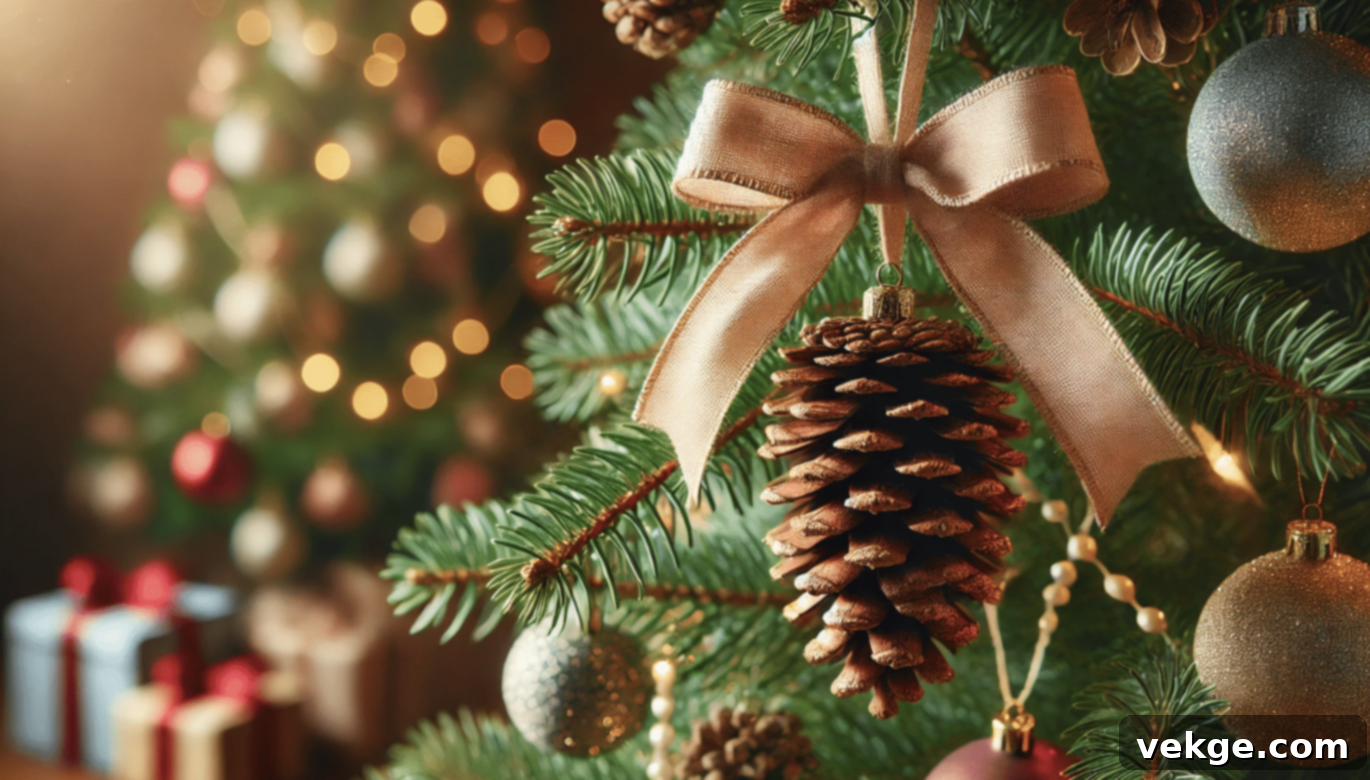 Elegant Pinecone Bow Ornament for Christmas Tree