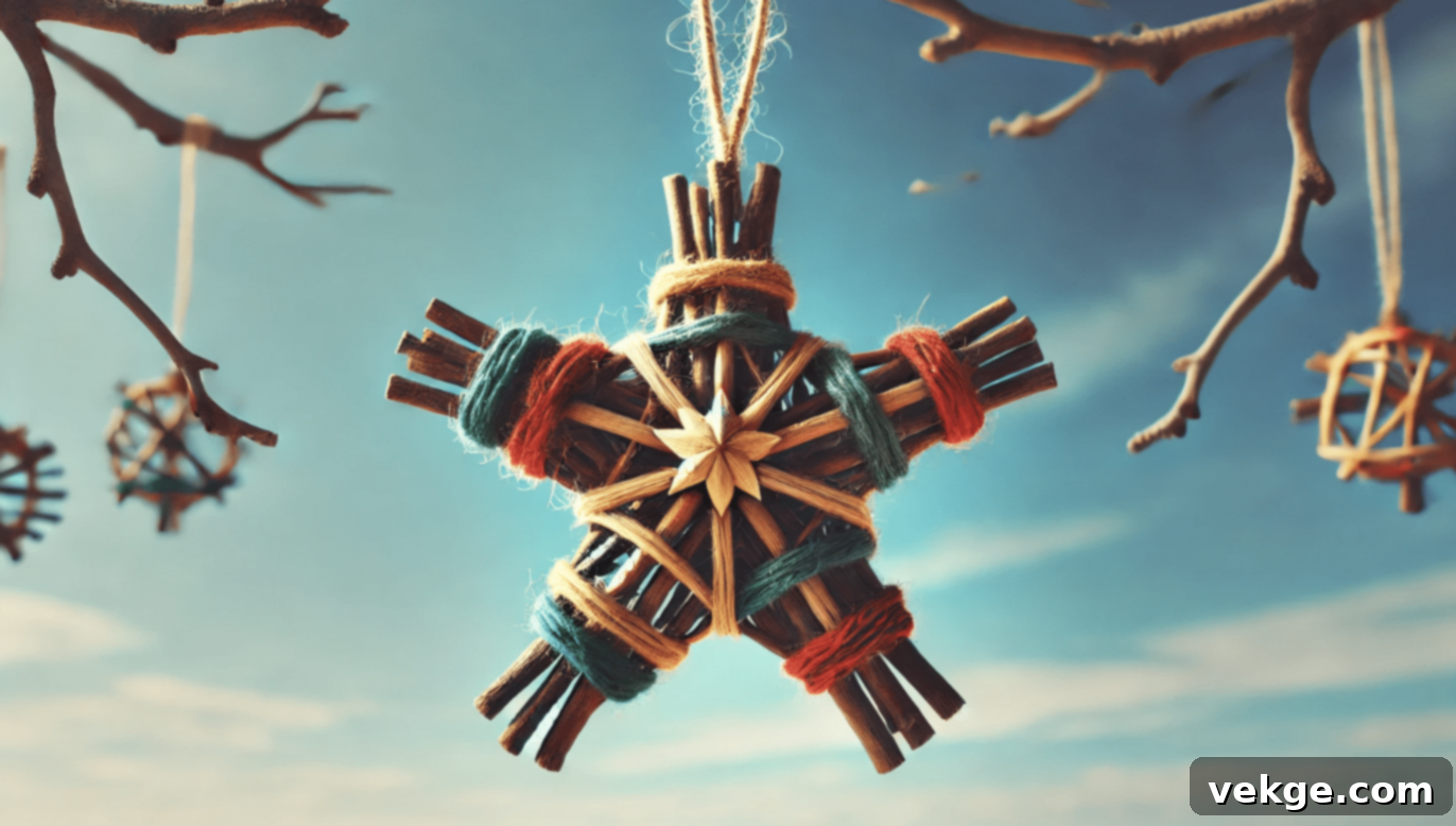 Rustic Twig and Raffia Star Ornaments for Christmas Tree