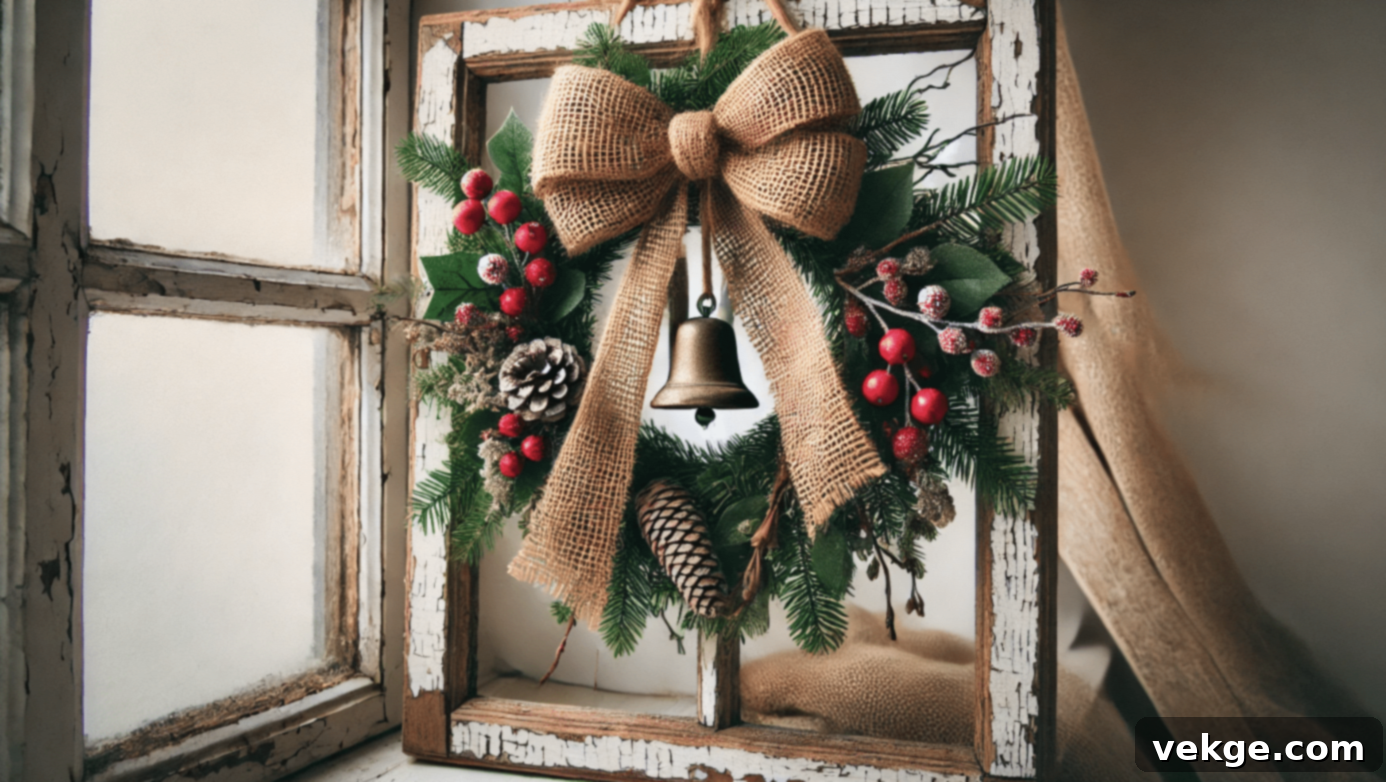 Welcoming Rustic Bell Wreath with Evergreen and Burlap