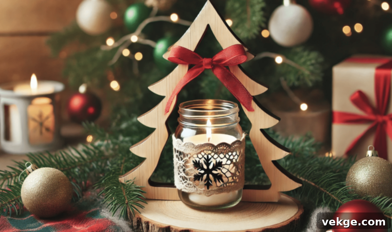 Rustic DIY Wood Christmas Tree Mason Jar Sconce