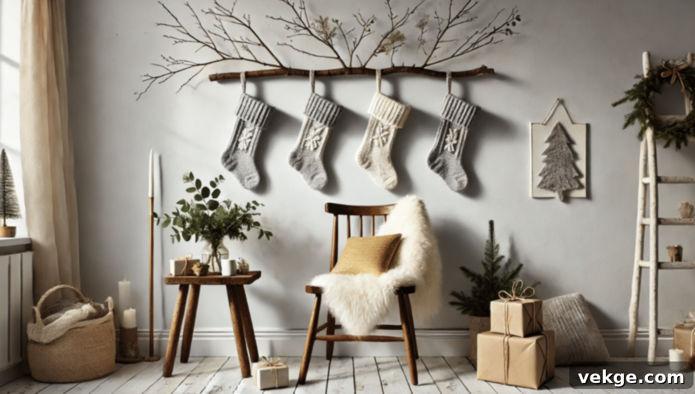 Creative DIY Branch Stocking Display for Rustic Holidays