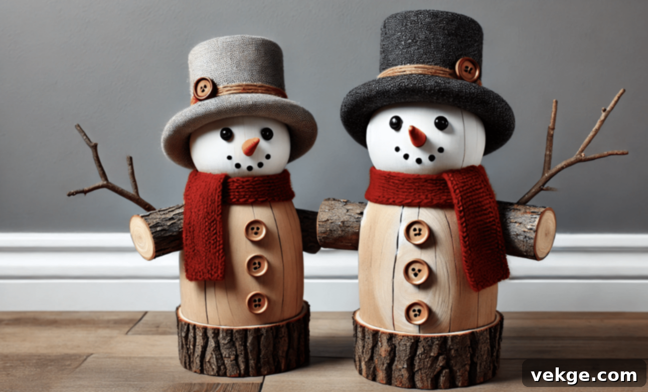 Charming Log Snowmen Decorations for Rustic Holidays