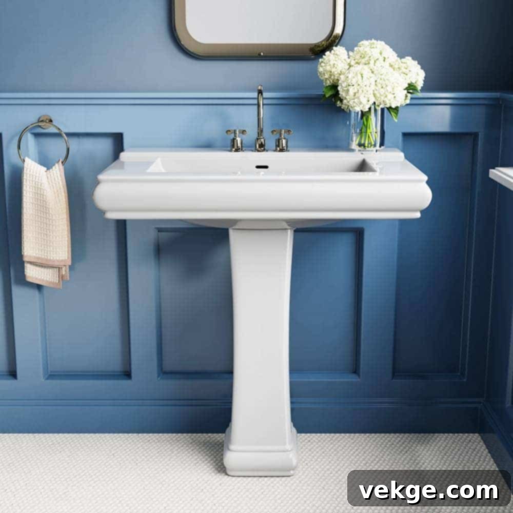 Classic White Pedestal Sink with Chrome Faucet