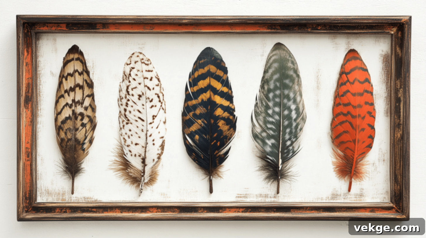 16 Inspiring Feather Decor Ideas 3 Framed Feather Collage