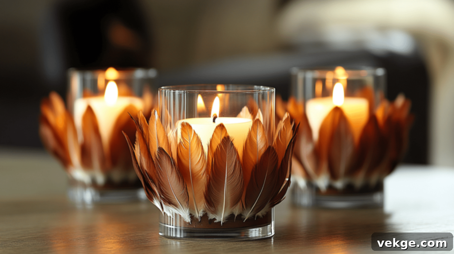 16 Inspiring Feather Decor Ideas 4 Feather Candle Holders