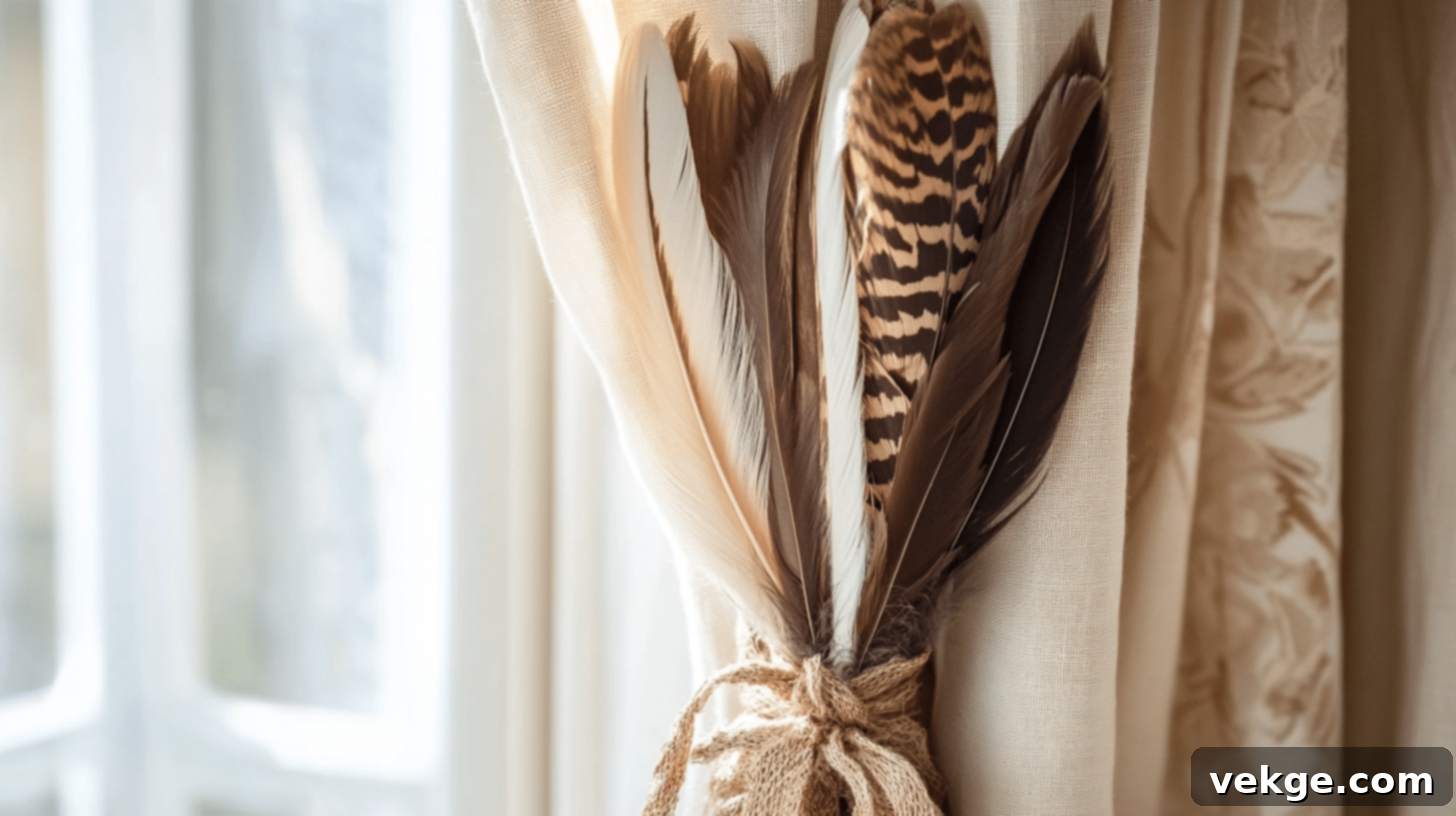 16 Inspiring Feather Decor Ideas 5 Feather Curtain Tiebacks
