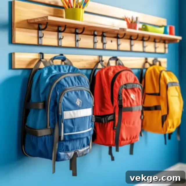 Double Row Hooked Backpack Storage