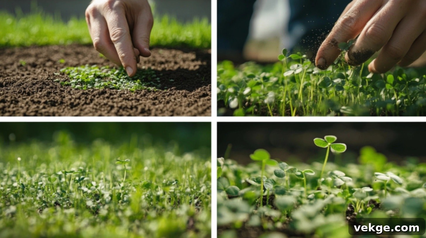 Steps for planting a new clover lawn or patch