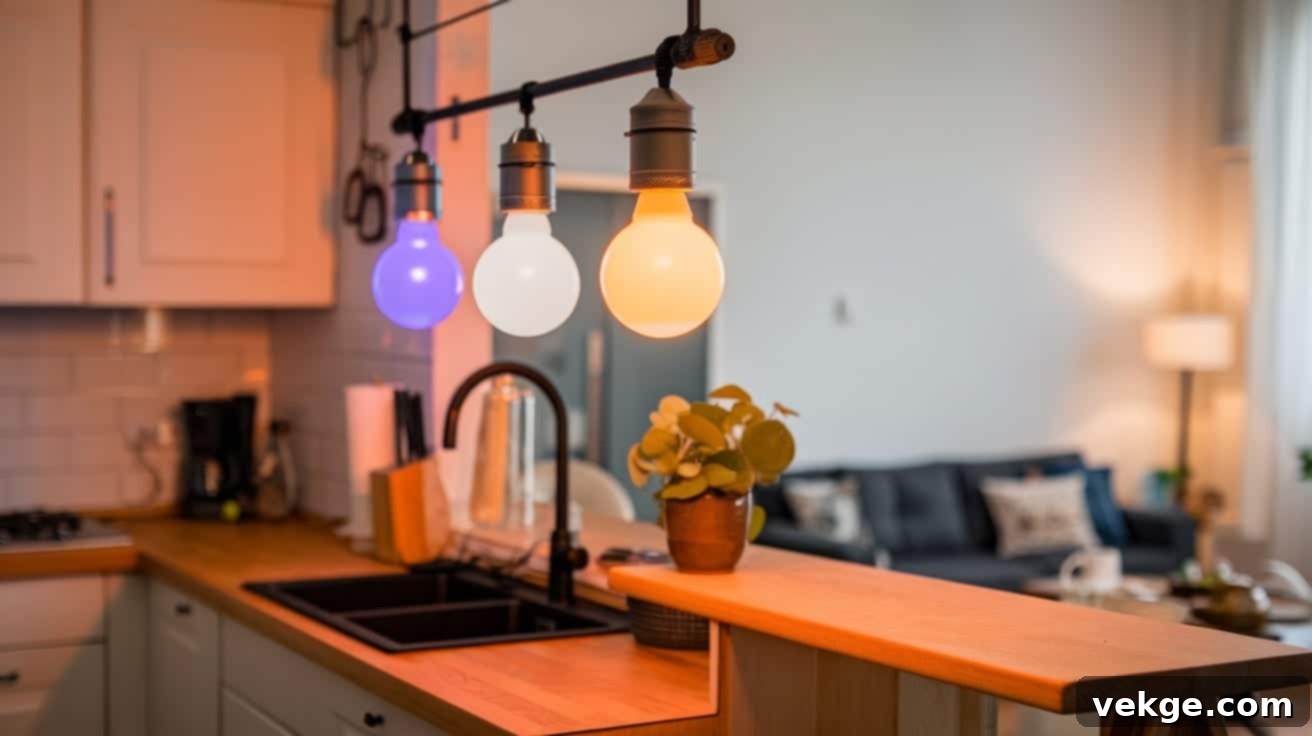 Color-Changing Smart Bulbs for dynamic kitchen lighting