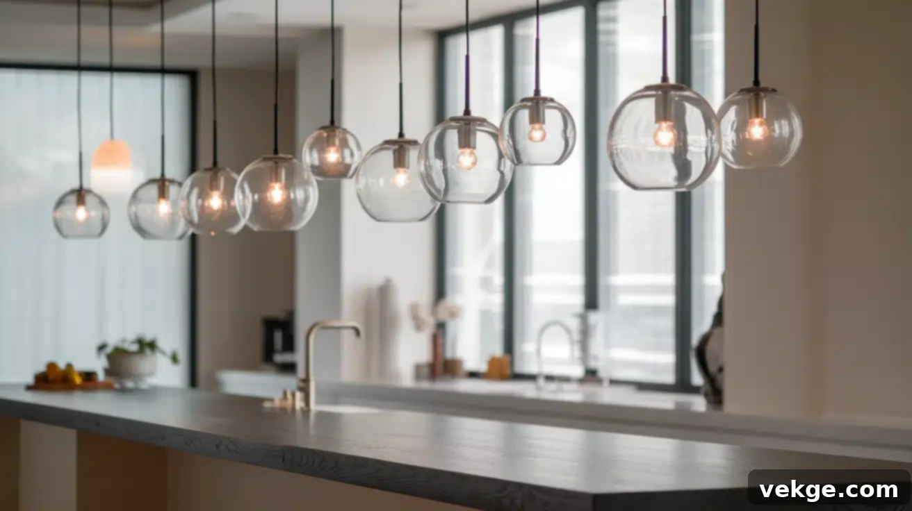 Pendant Lights Over the Kitchen Island adding style and focus