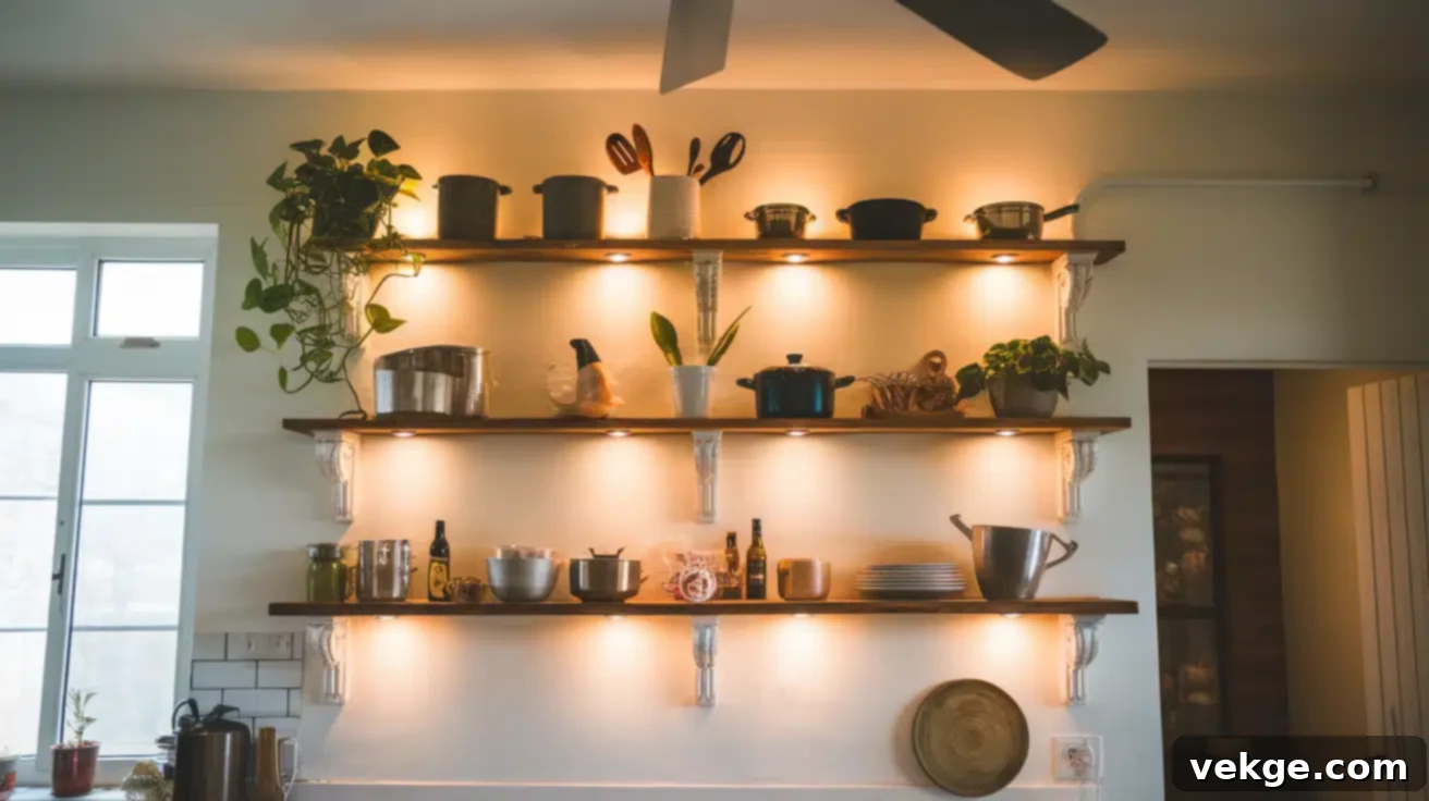 Illuminated Shelving to highlight kitchen decor