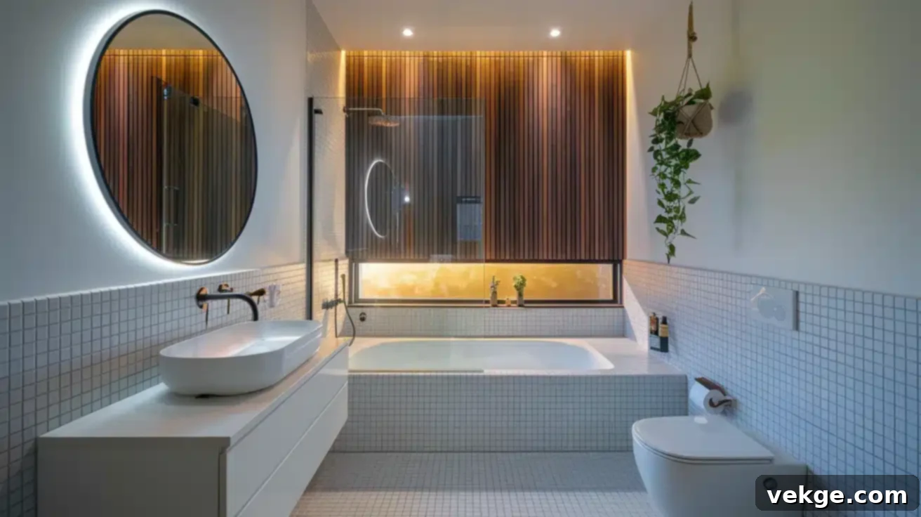Wooden Slat Wall Japandi Bathroom