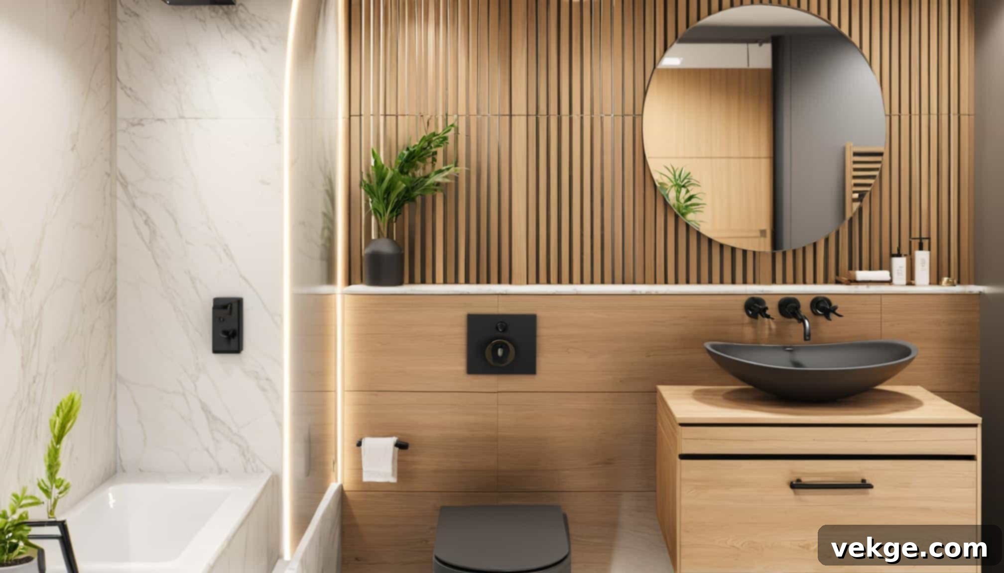 Incorporating Greenery in Japandi Bathroom