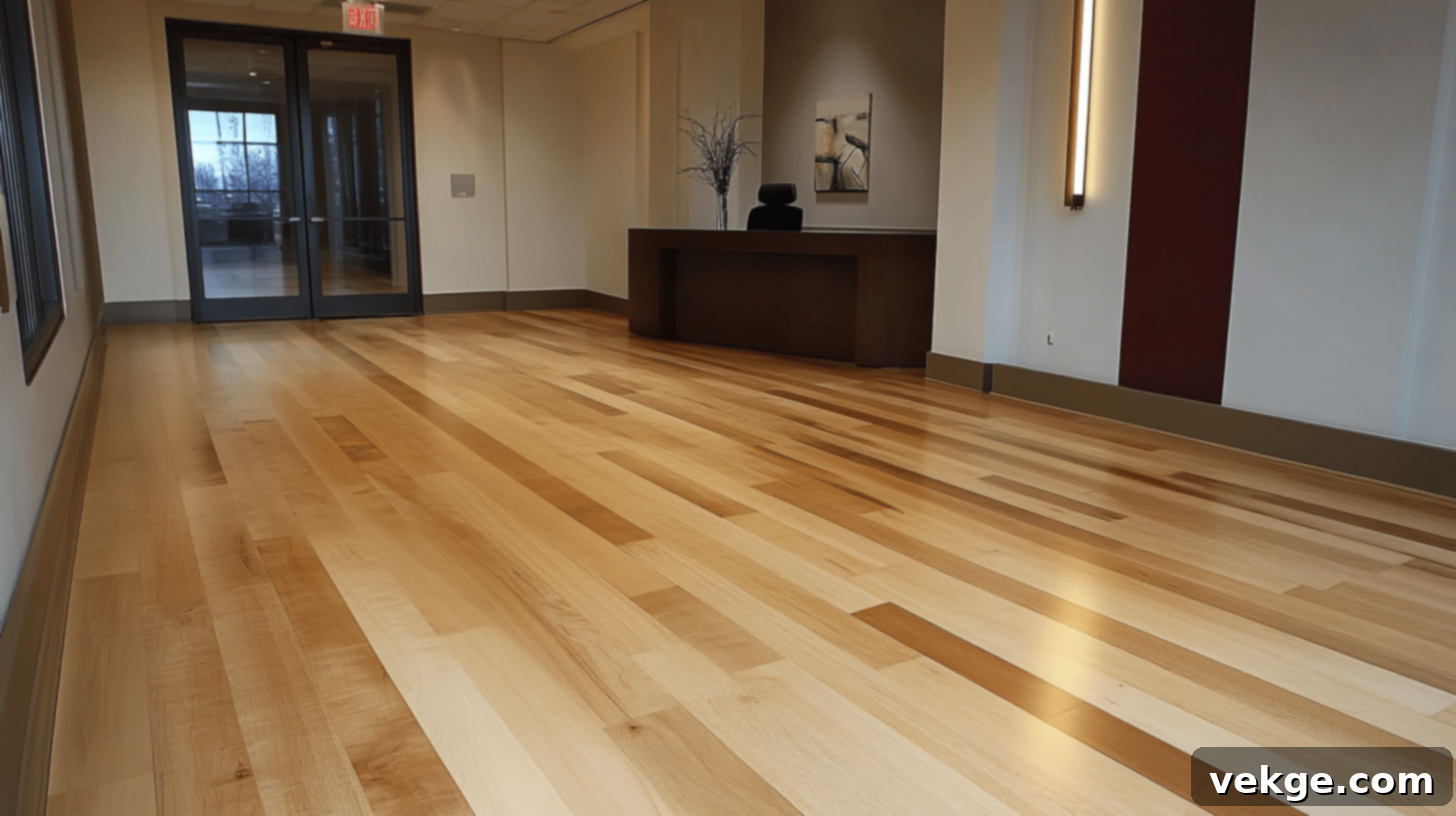 Mixed-width maple strips hardwood flooring for a bright and dynamic look