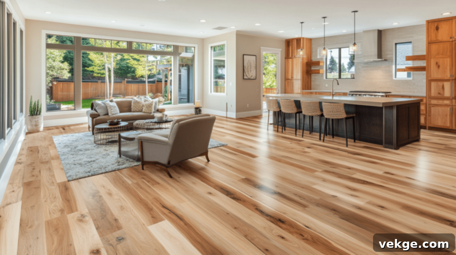 Hickory hardwood flooring, known for its extreme durability and natural color variations