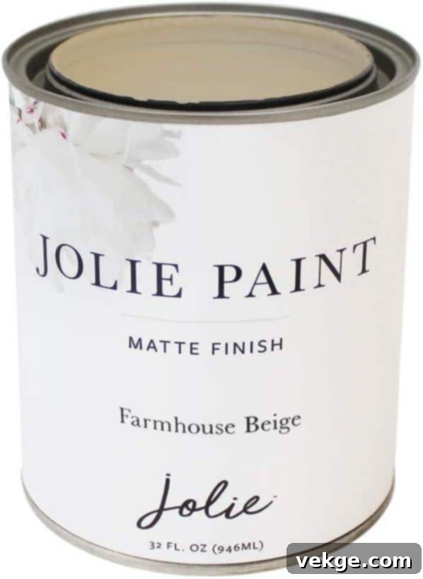 Jolie Paint Chalk Finish for Furniture, Cabinets, and Decor in Farmhouse Beige