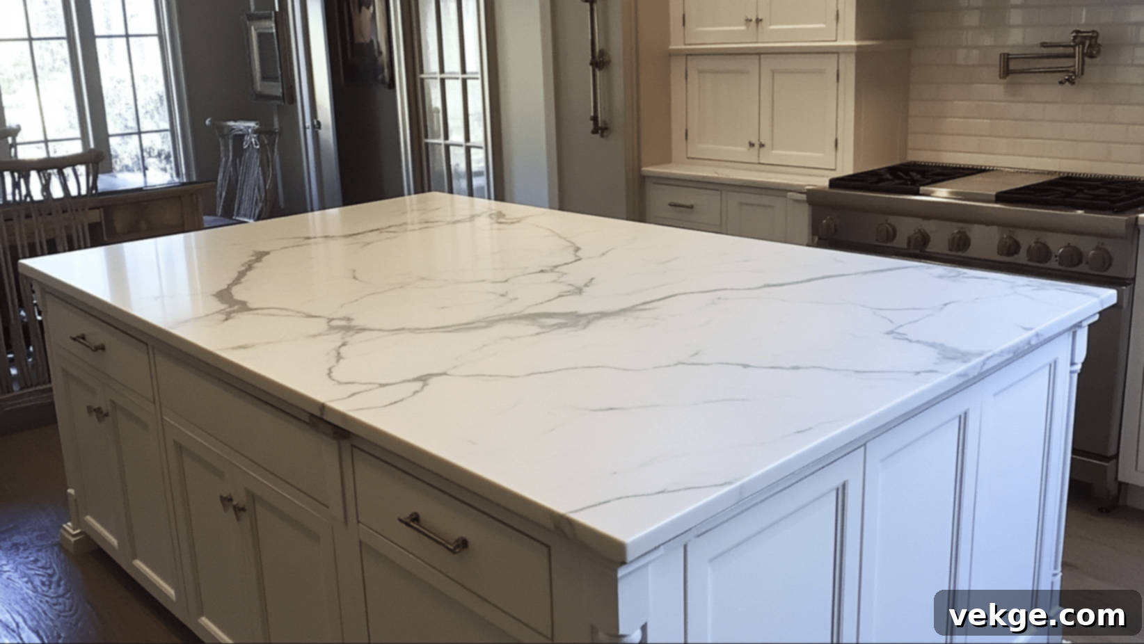 Statuario Marble Honed Countertops with Striking Veins