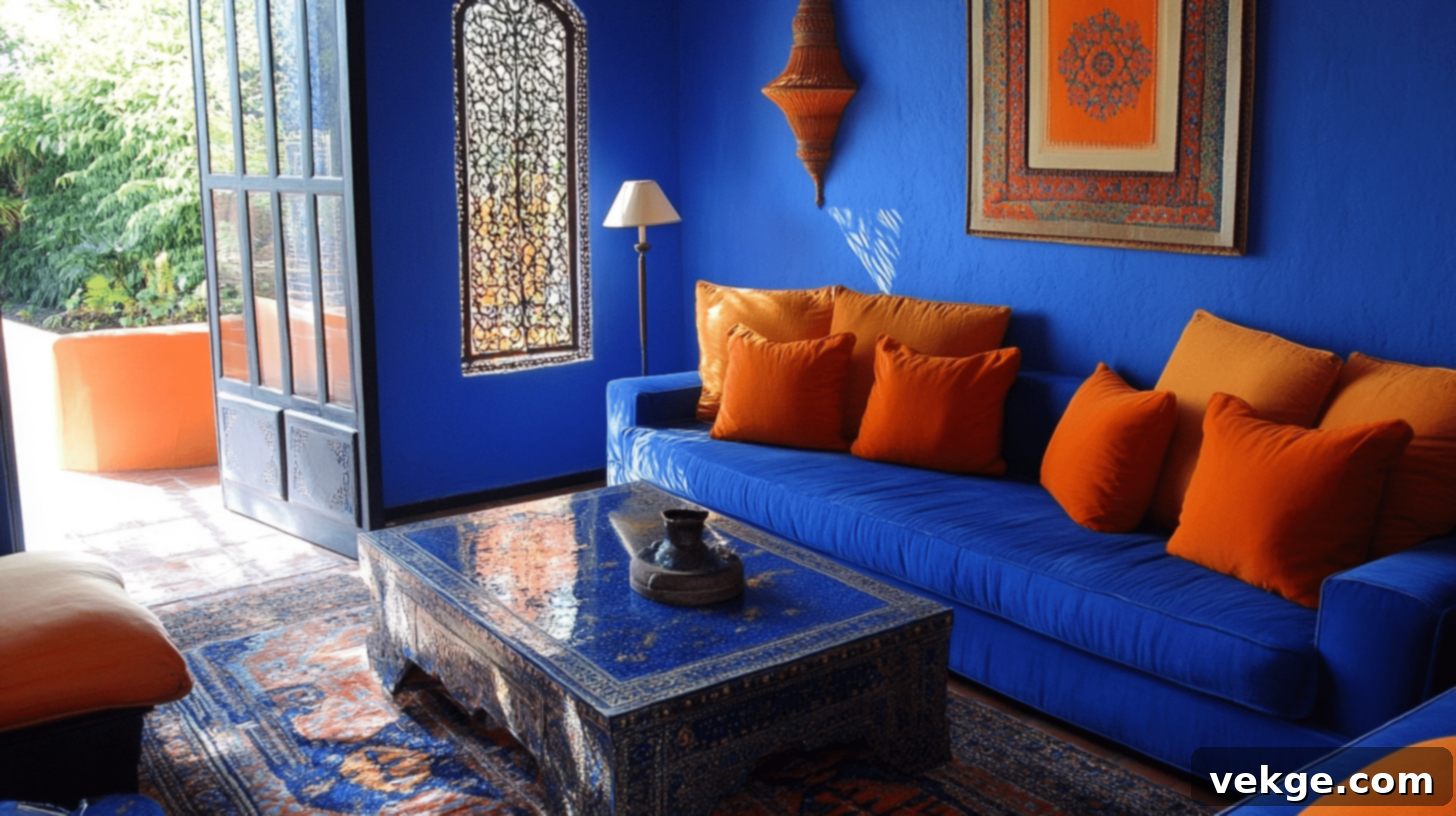 Cobalt Blue and Tangerine Orange Moroccan Decor