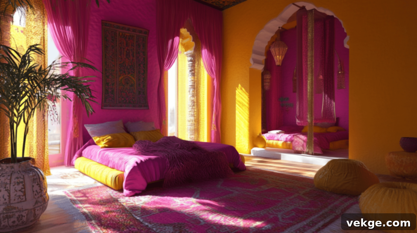 Fuchsia Pink and Lemon Yellow Moroccan Accents