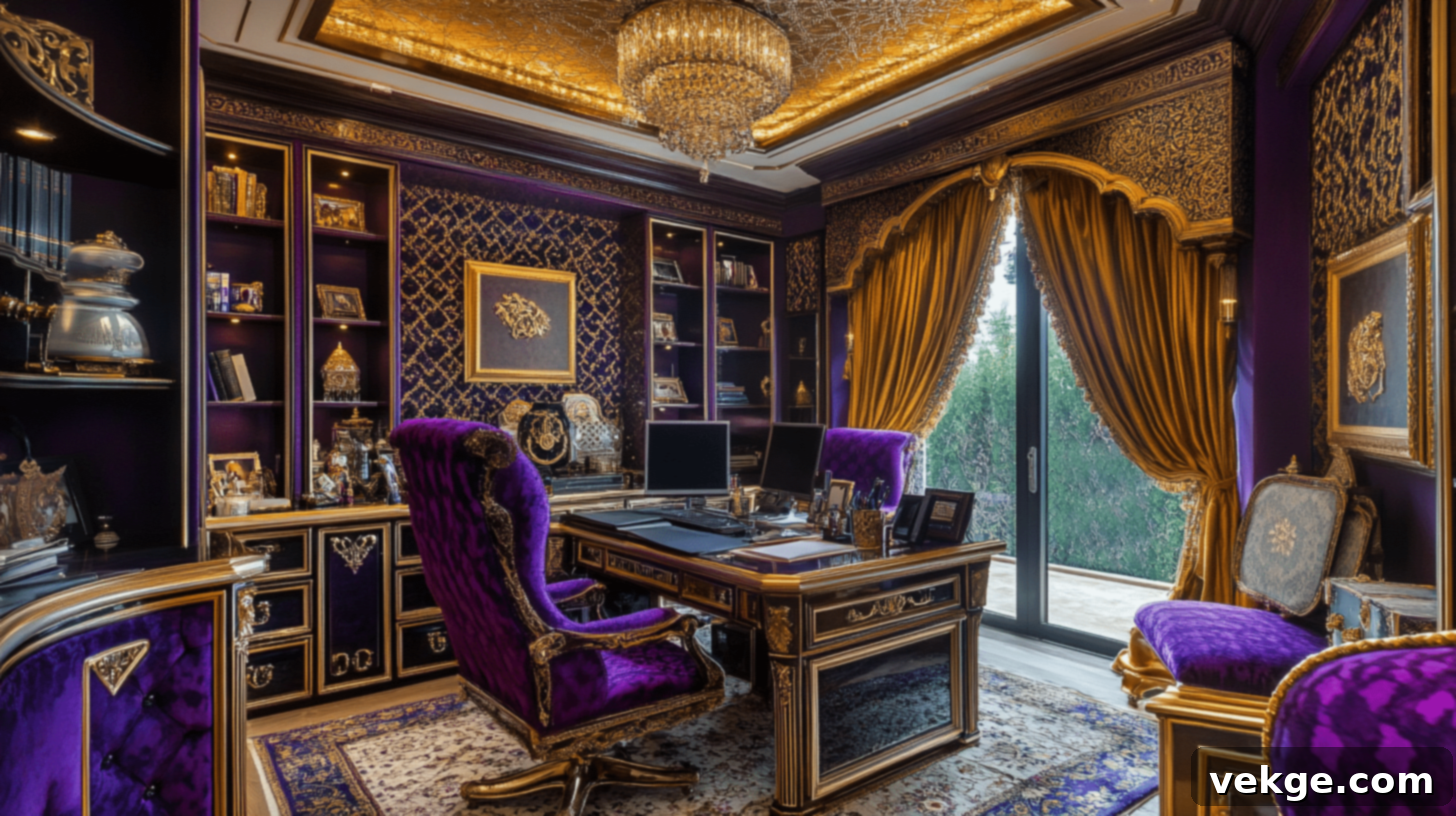 Royal Purple and Gold Moroccan Home Office