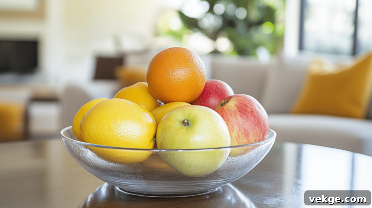 Bowl with Fresh Fruit on a table