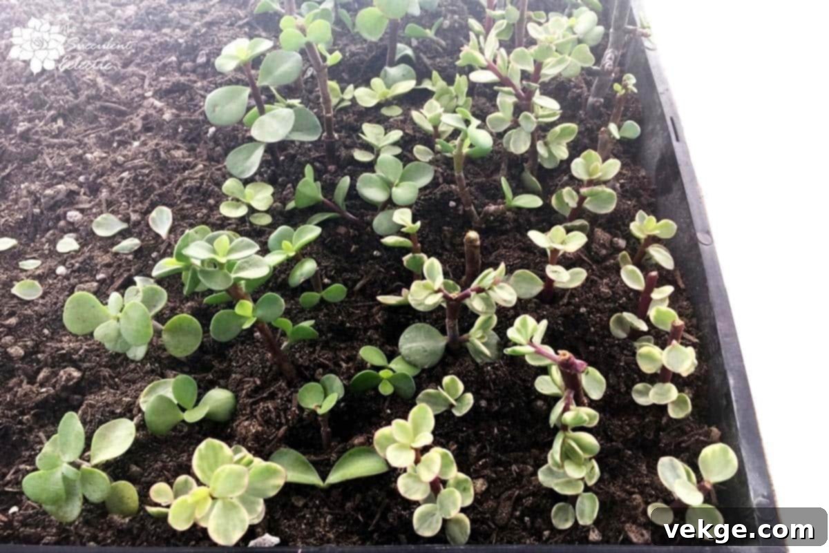 Planting calloused succulent stem cuttings into well-draining soil
