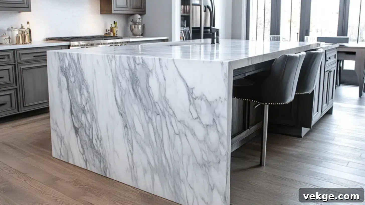 Allover Marble Kitchen Island Decor