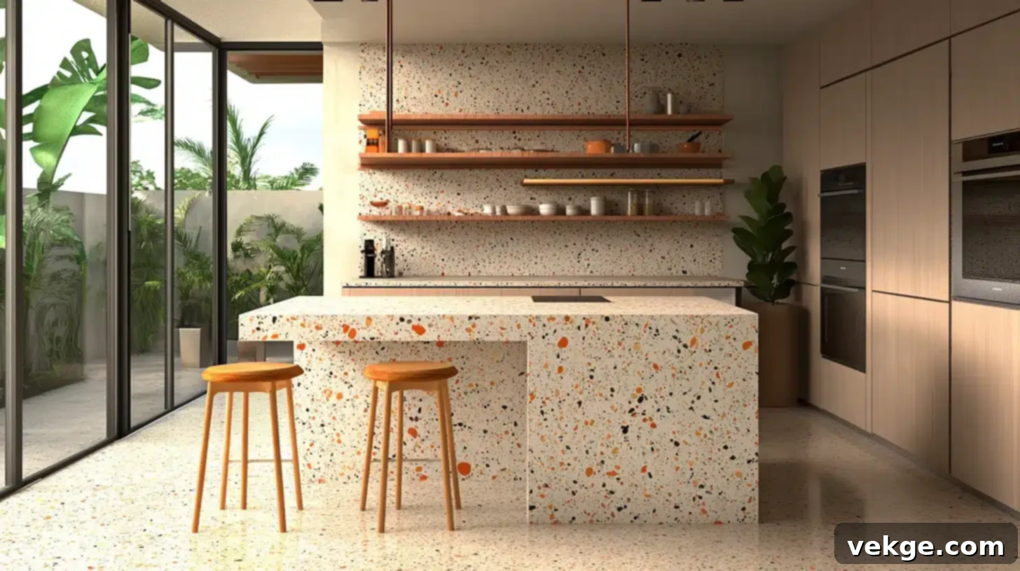 Terrazzo Topped Kitchen Island Decor