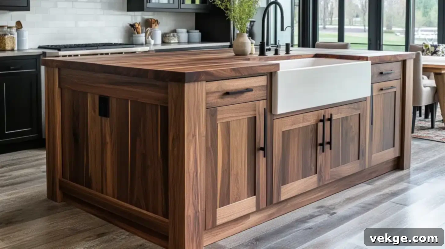 Walnut Veneer Island Decor