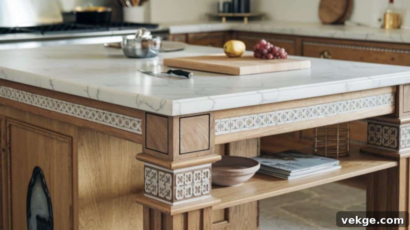 Cozy Marble and Wood Kitchen Island Decor