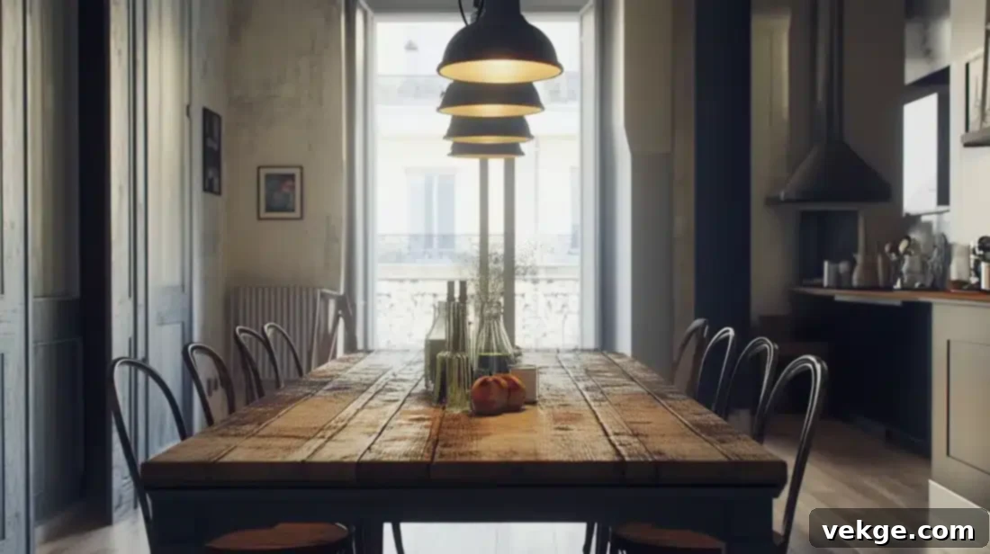Industrial Chic Lighting in a Parisian Dining Room
