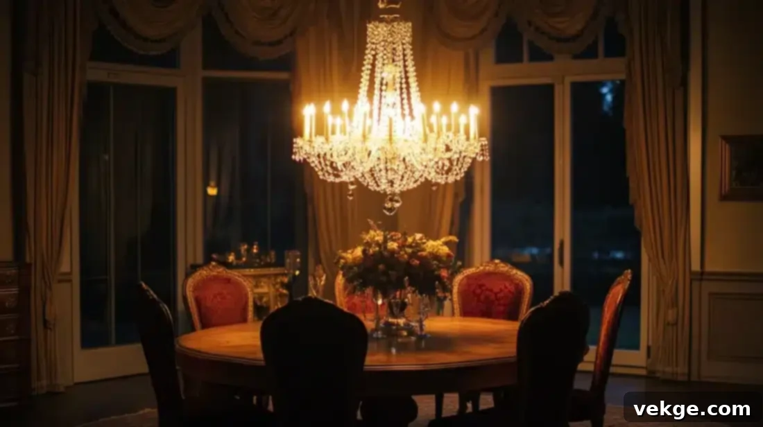 Ornate Chandelier in a Parisian Dining Room