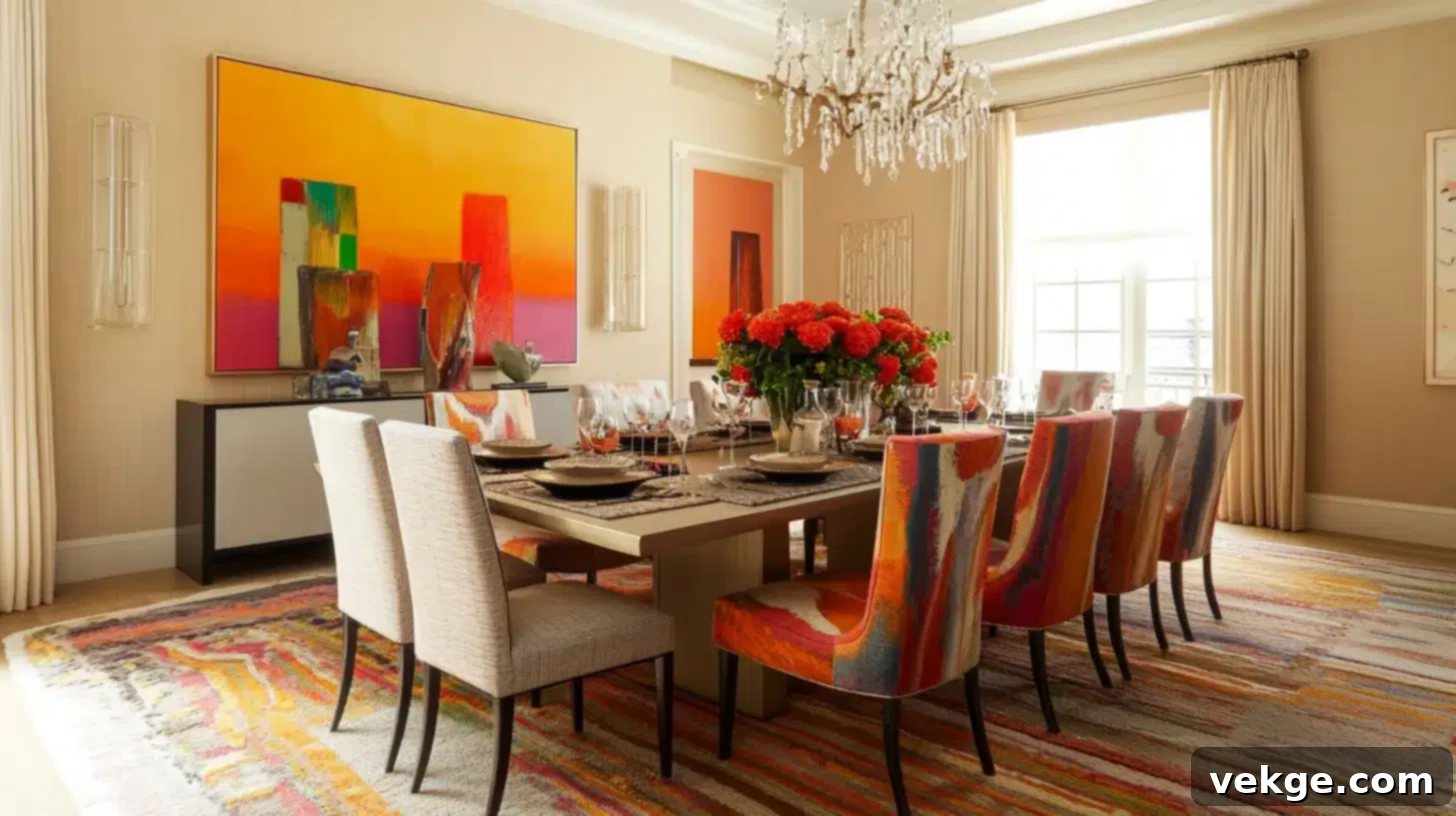 Neutral Tones with Pops of Color in a Parisian Dining Room