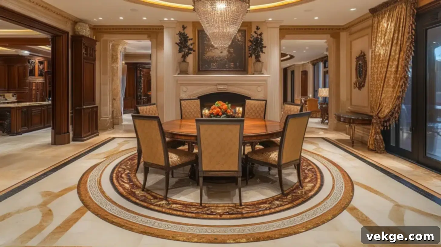 Curved Marble Fireplace in a Parisian Dining Room