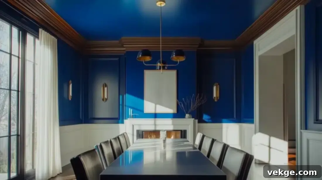 Bold Painted Ceiling in a Parisian Dining Room