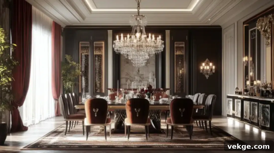 Vintage French Crystal Chandelier in a Luxurious Parisian Dining Room